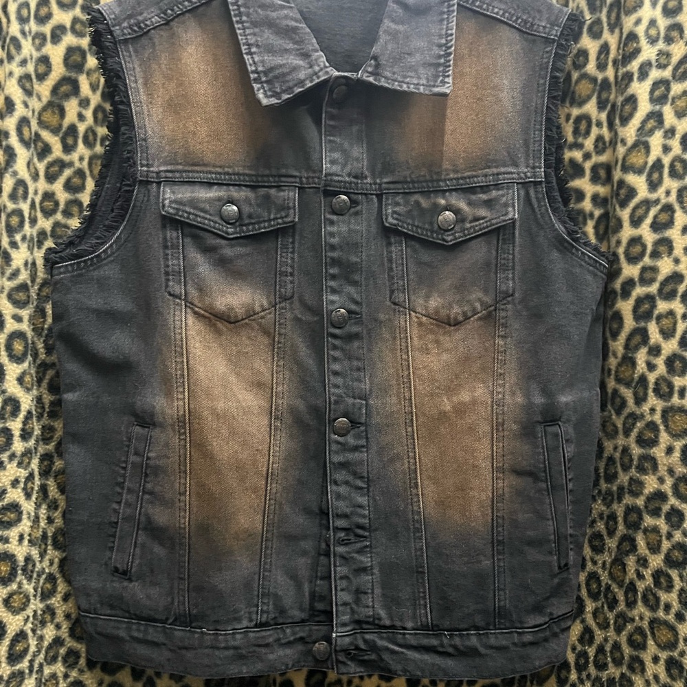 Distressed Black Denim Vest